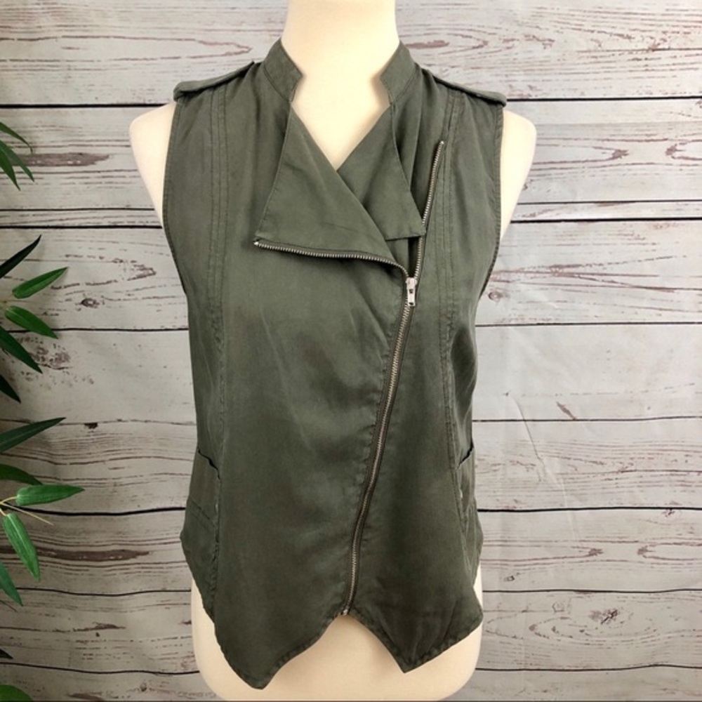MOSSIMO Army Green Asymmetrical Zip Vest sz XS